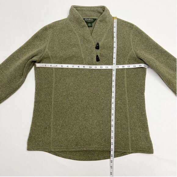 Eddie Bauer green polar fleece size L green tusks shape buttons woman’s - Picture 8 of 12